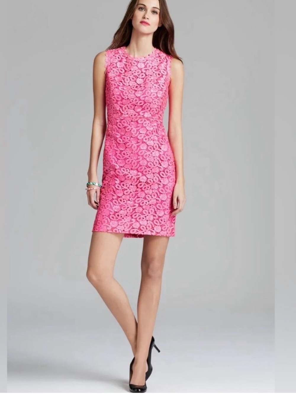 kate spade Pink Floral Lace Sleeveless Mini Dress